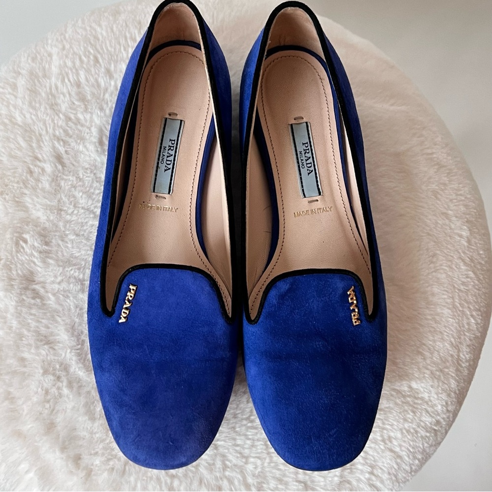 Prada Women's Blue Suede Loafers size 36.5